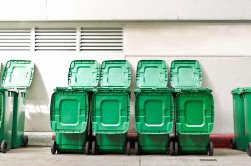 Recycling bins with construction waste materials